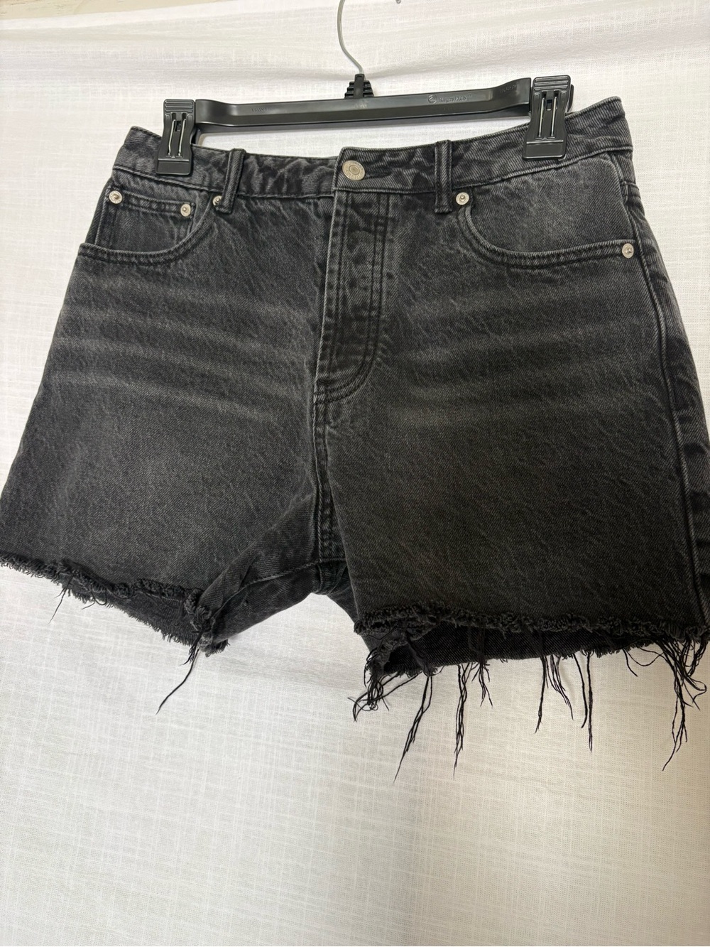 Forever 21 Black Distressed Frayed Hem Denim Shorts